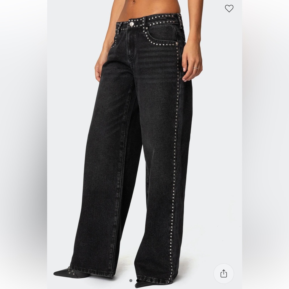 Edikted black Quincy low rise studded jeans size Large